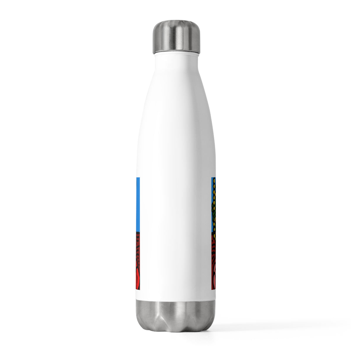 A field of tulips next to a wattle Stainless Steel Water Bottle