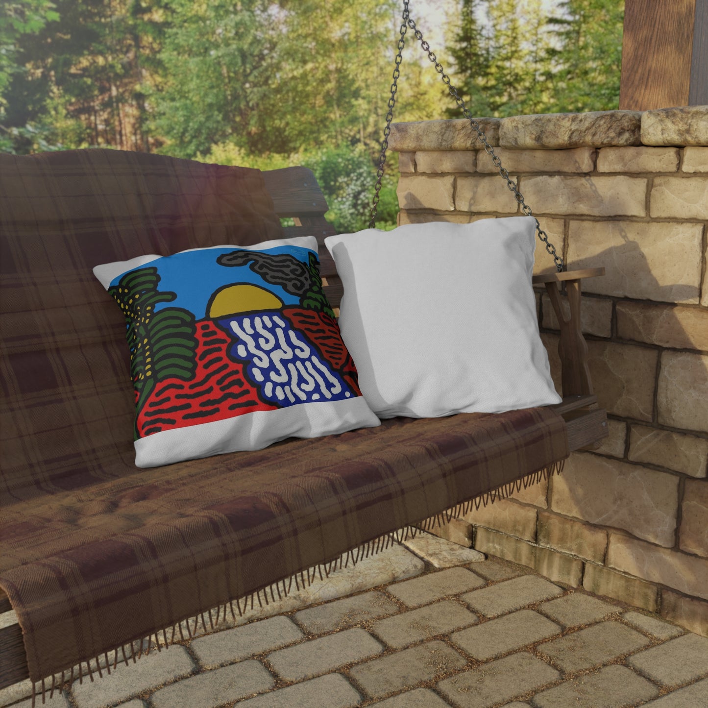The river that joins the Australian wattle — Outdoor Pillow