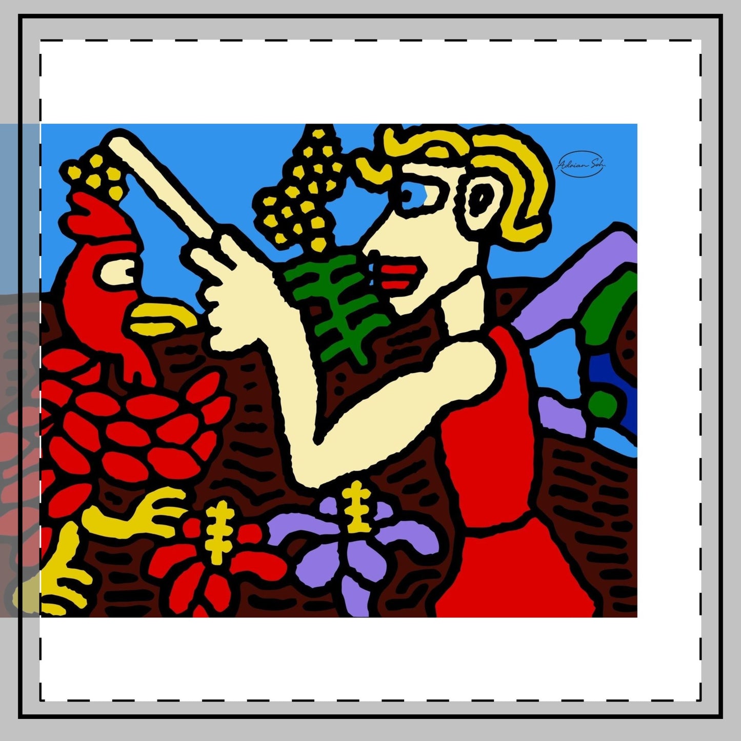 The hen gaining a blessing from a fairy — Throw Pillow