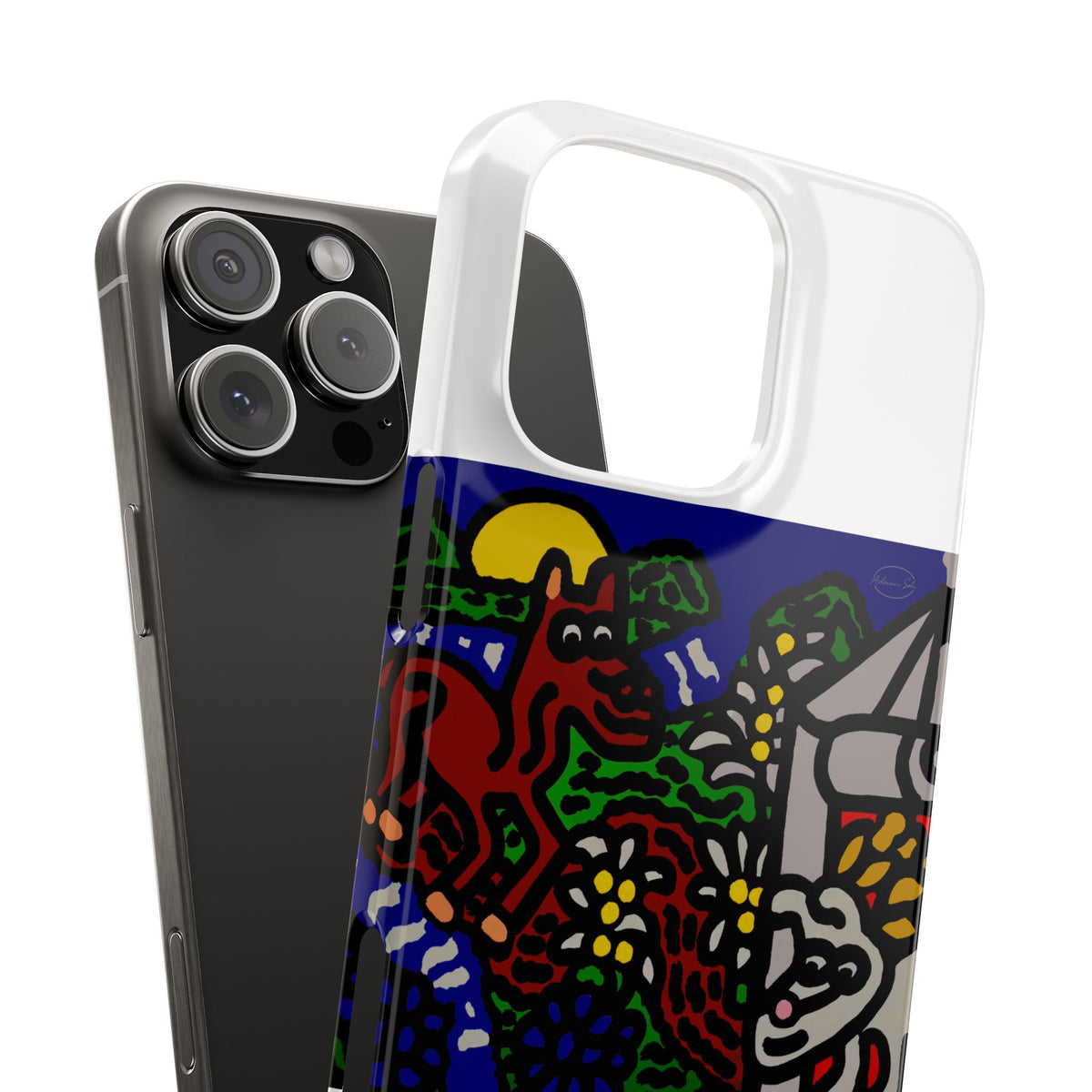 Bunny welcoming a friendly horse on his journey Slim Phone Case