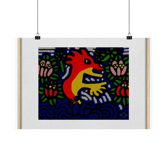 Breaking through the surface of a lotus pond Matte Poster Horizontal (Small)