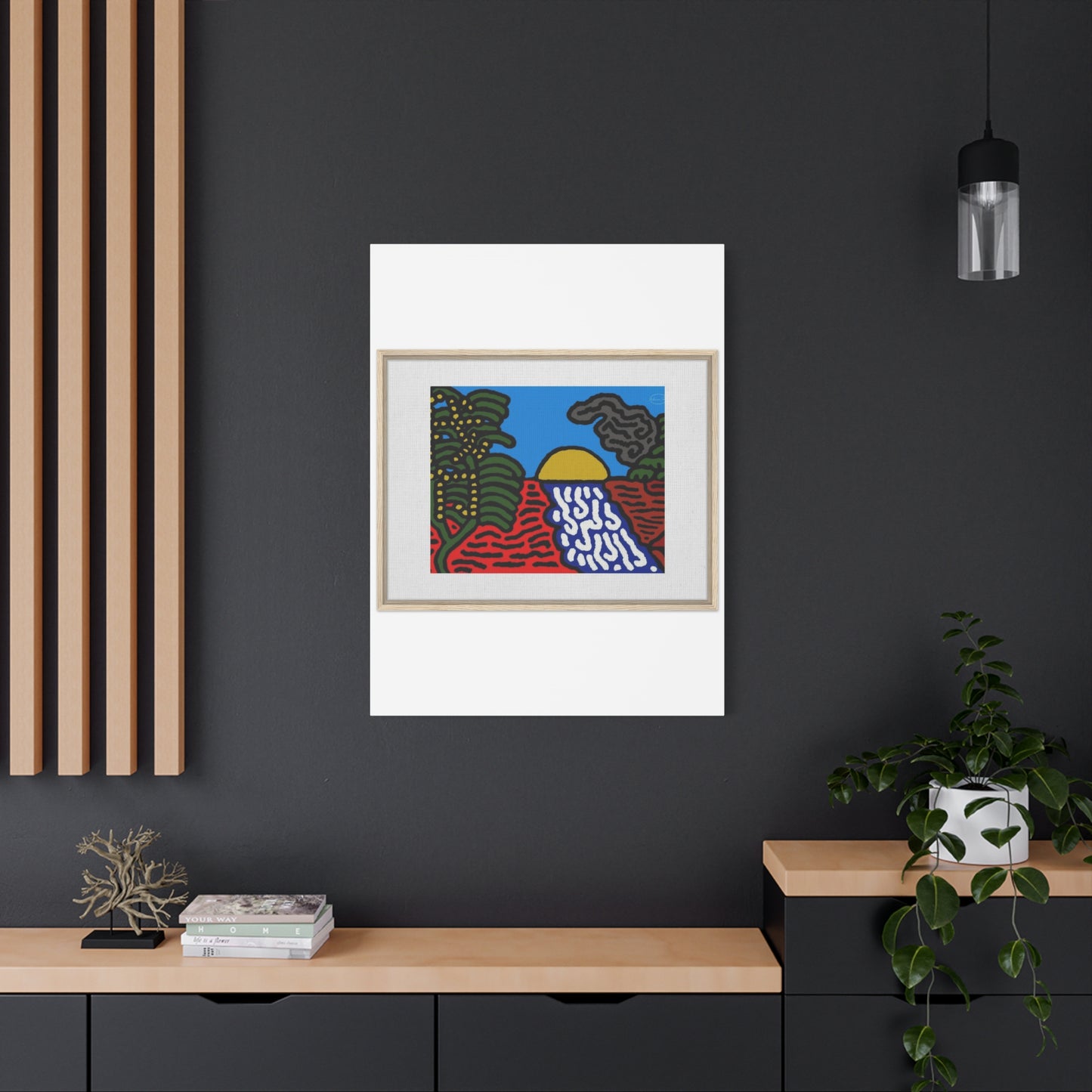 The river that joins the Australian wattle and Lebanese cedar tree in friendship Canvas (Large)