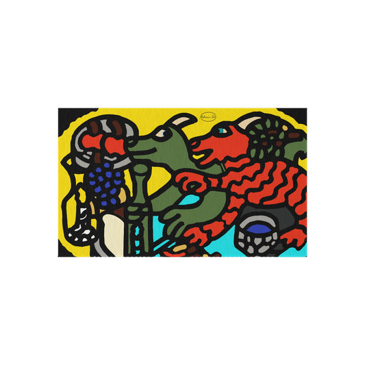 Two dragons enjoying a feast together — Outdoor Rug