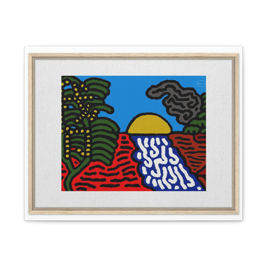 The river that joins the Australian wattle and Lebanese cedar tree in friendship Canvas (Large)