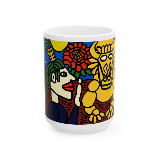 The warrior hailing the mighty golden dragon Ceramic Mug