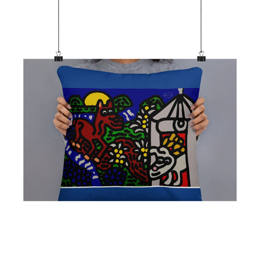 Bunny welcoming a friendly horse on his journey Matte Poster Horizontal (Small)