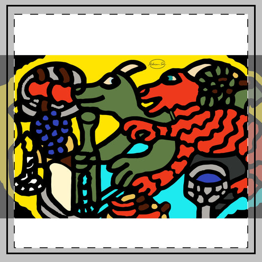 Two dragons enjoying a feast together — Throw Pillow