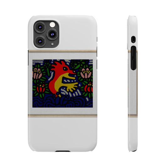 Breaking through the surface of a lotus pond Slim Phone Case