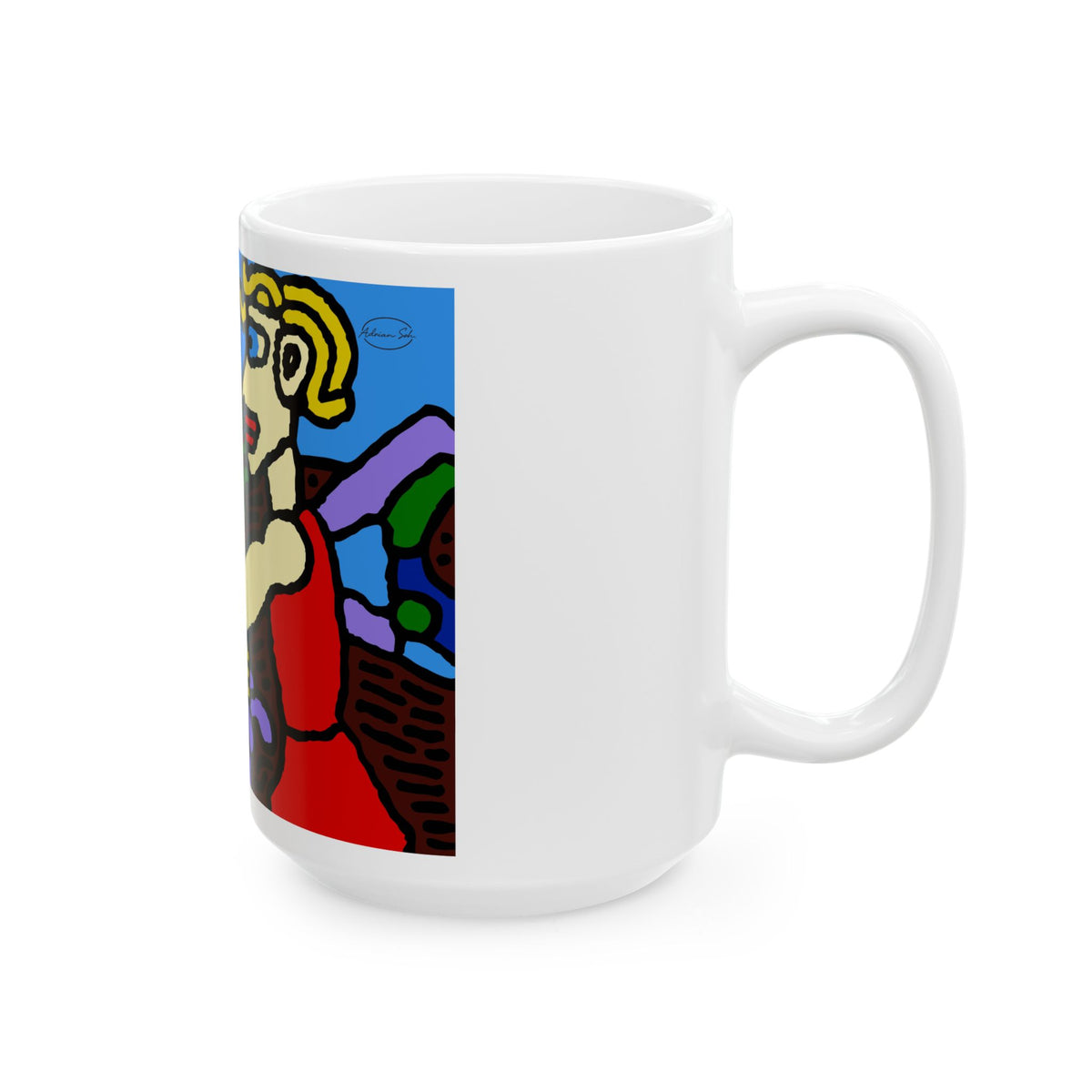 The hen gaining a blessing from a fairy Ceramic Mug