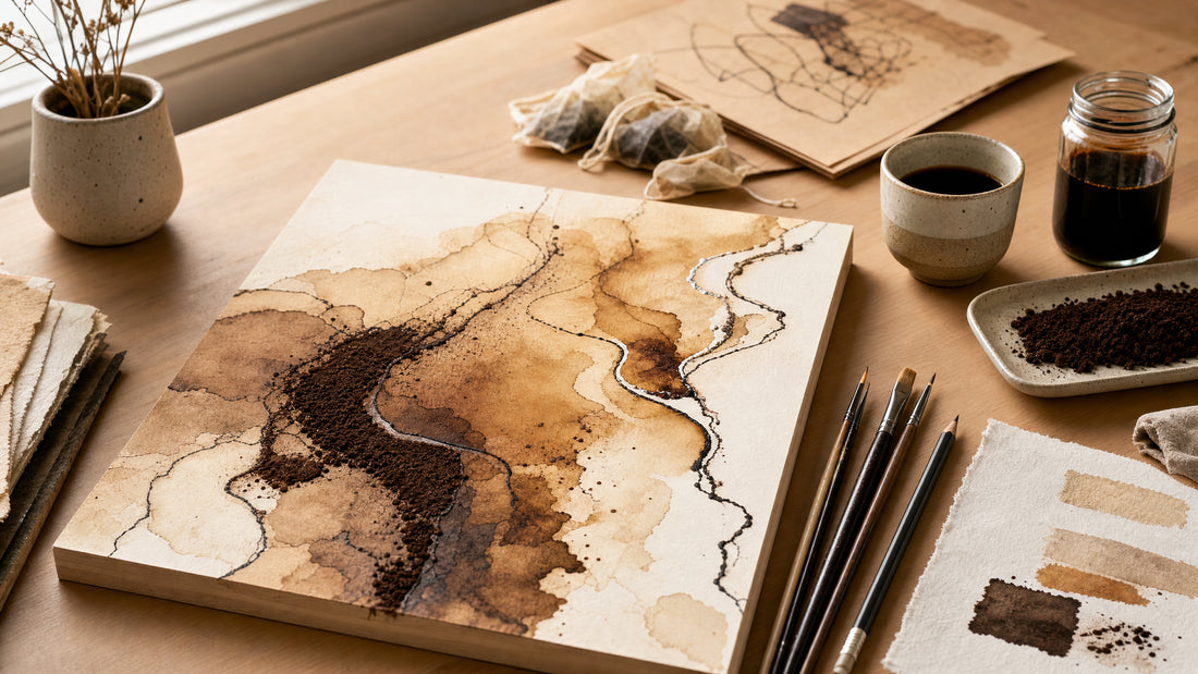 Café Earth: Turning Spent Coffee Grounds and Tea Leaves into Natural Pigment Art