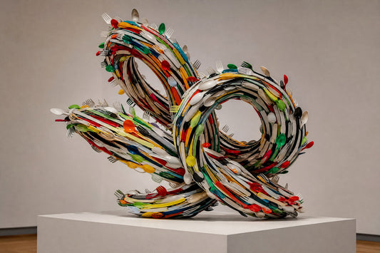 Sculpture made from upcycled plastic cutlery