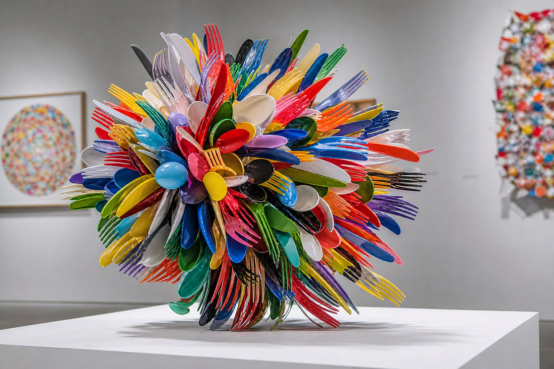 Stunning sculpture made from upcycled plastic cutlery