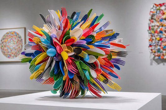 Stunning sculpture made from upcycled plastic cutlery