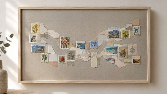 Tiny Journeys: Recycled Art from Used Postage Stamps