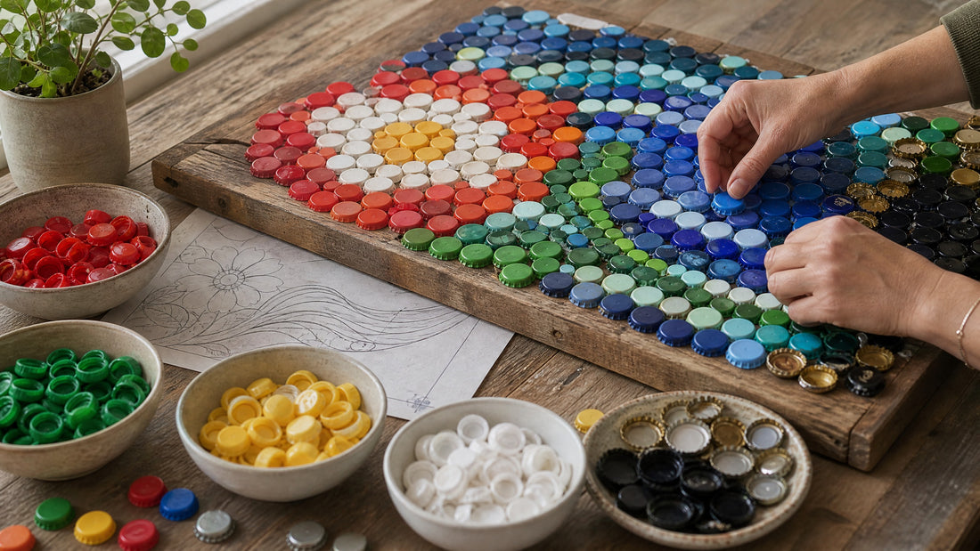 Cap by Cap: Turning Discarded Bottle Tops into Recycled Mosaic Art