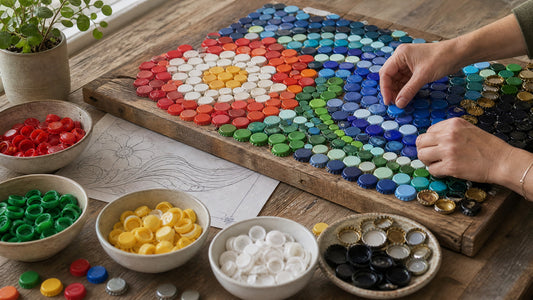 Cap by Cap: Turning Discarded Bottle Tops into Recycled Mosaic Art