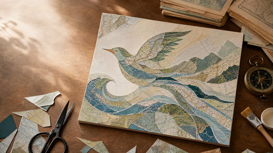 Map Lines, Memory Lines: Turning Discarded Atlases into Cartographic Collage Art