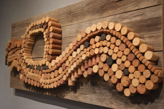 Textured recycled art landscape made from reclaimed wine corks