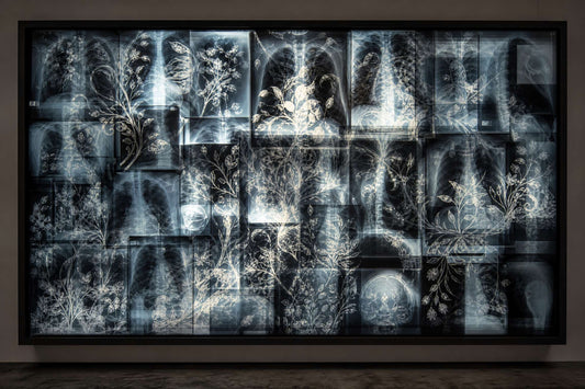 Lightbox art installation made from upcycled medical X-ray films