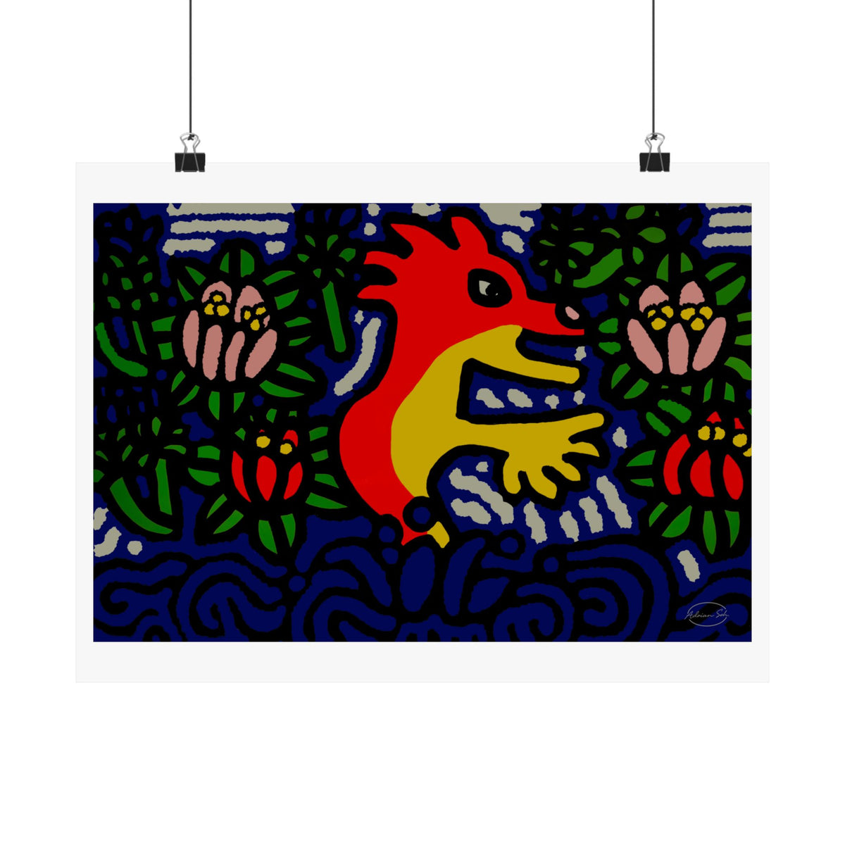 Breaking through the surface of a lotus pond Matte Poster Horizontal (Small)