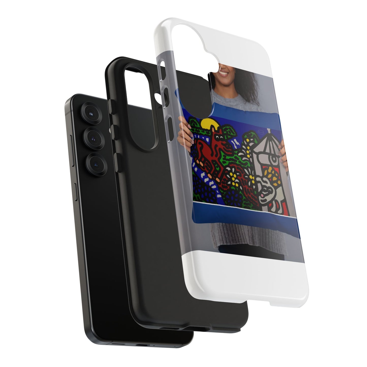 Bunny welcoming a friendly horse on his journey Tough Phone Case