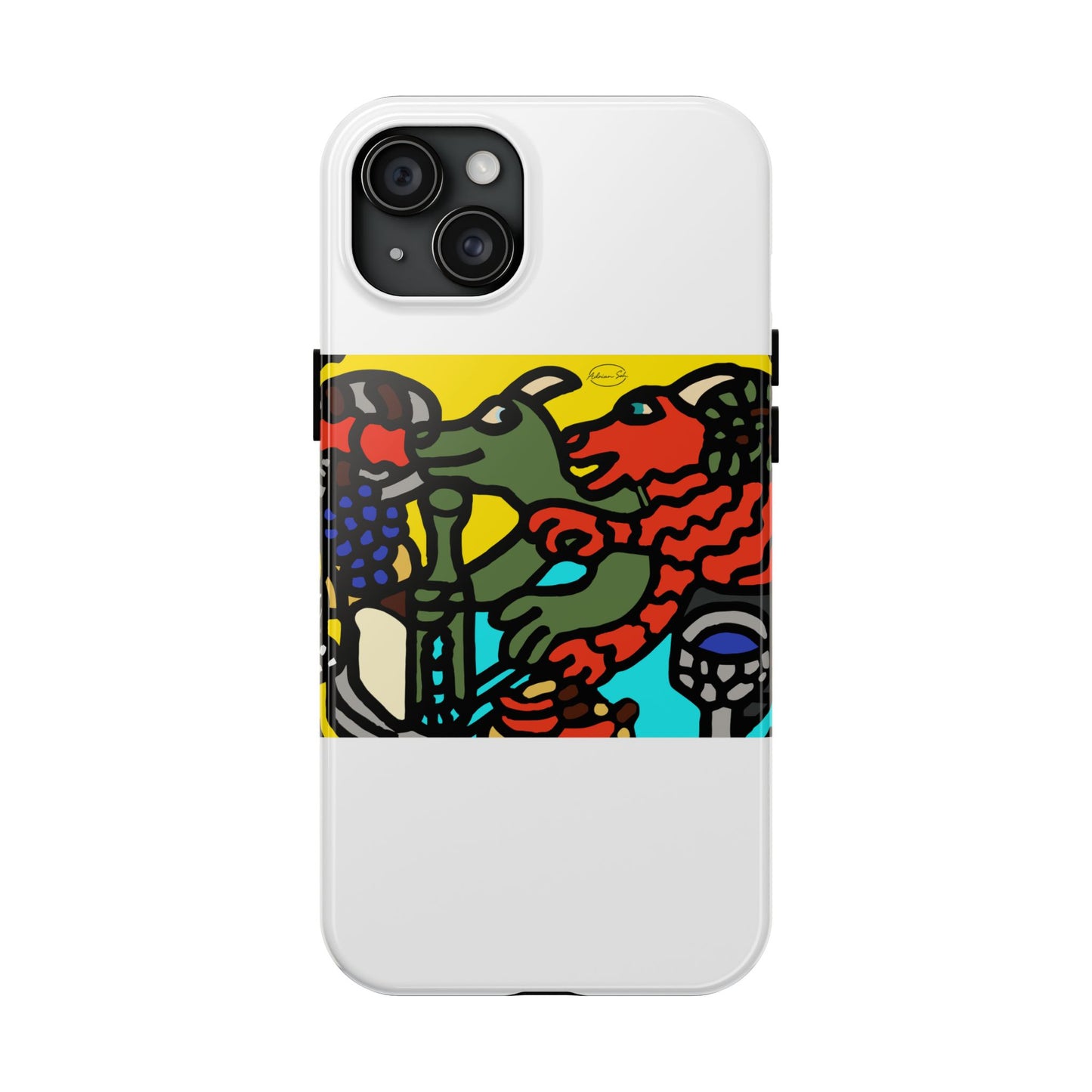 Two dragons enjoying a feast together Tough Phone Case