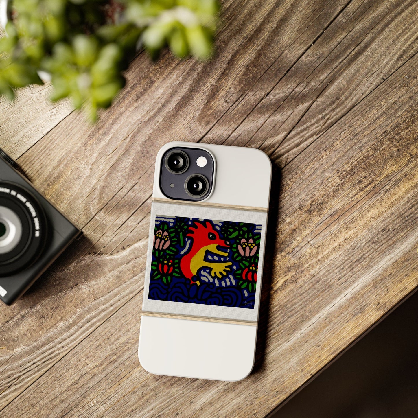Breaking through the surface of a lotus pond Slim Phone Case