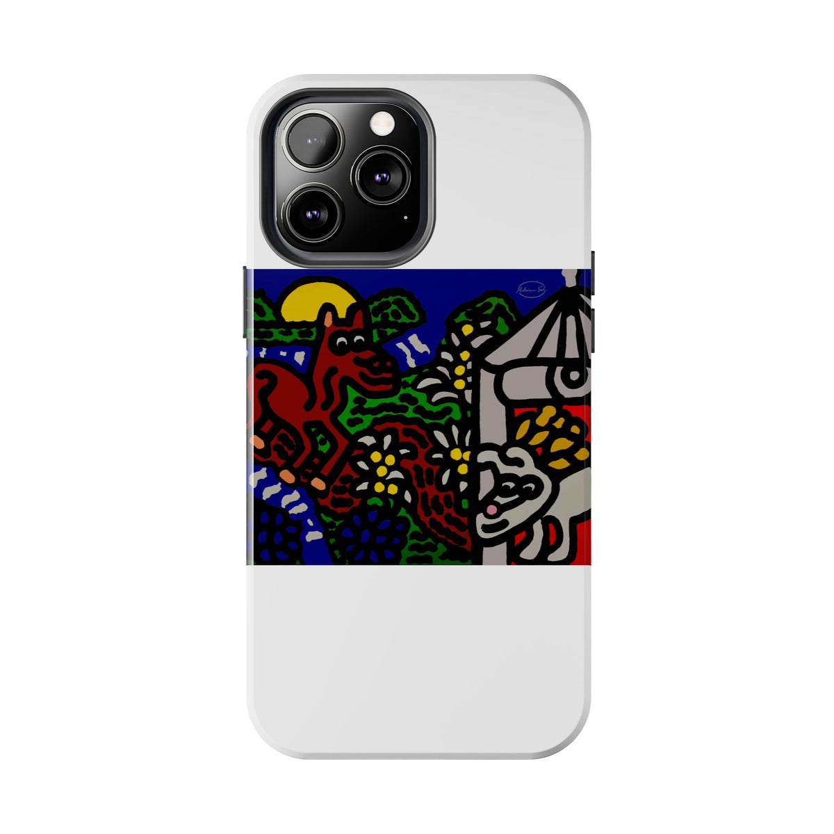Bunny welcoming a friendly horse on his journey Tough Phone Case