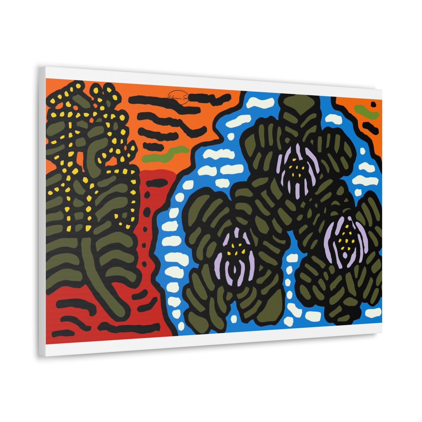 The Sri Lankan water lilies meets the Australian wattle Canvas (Small)
