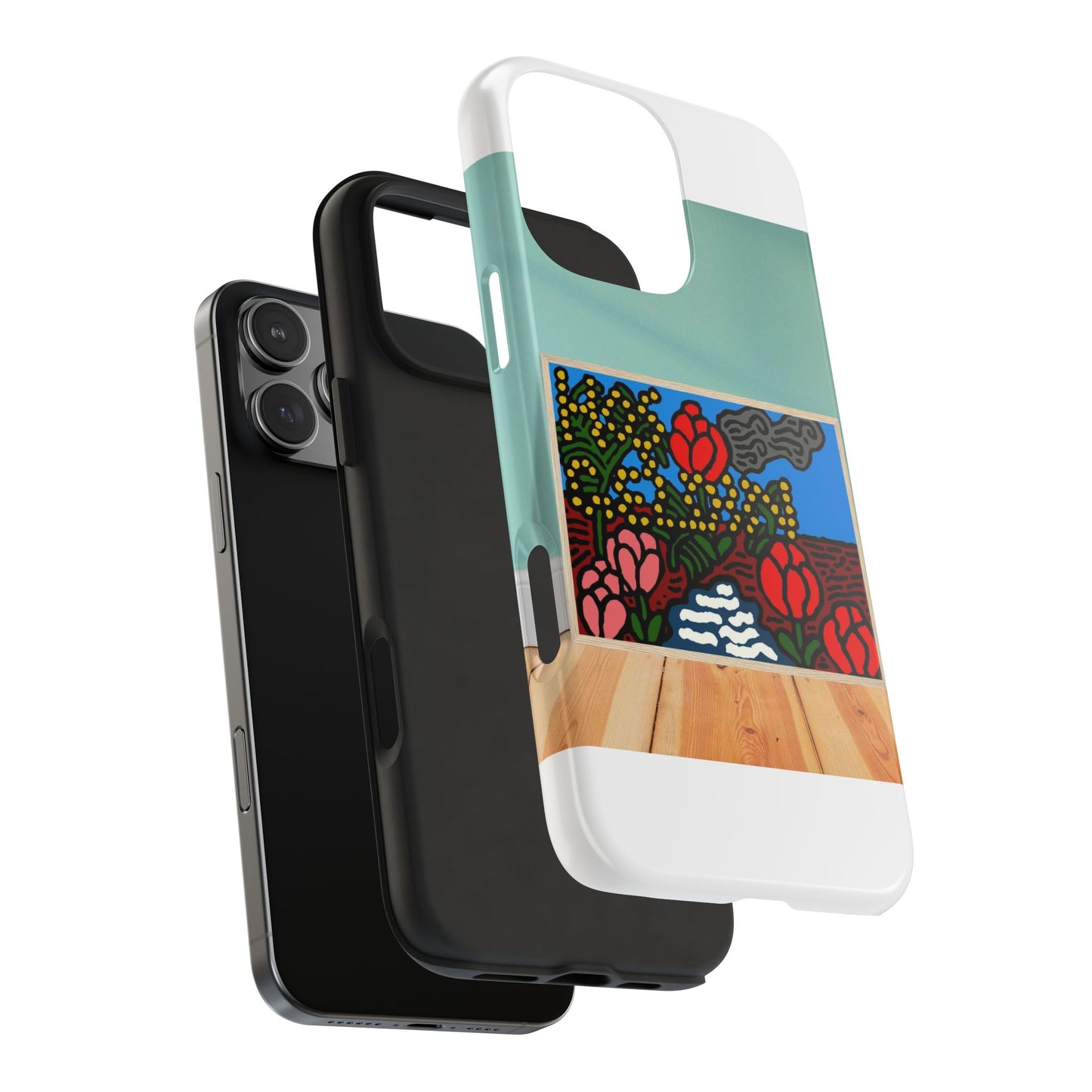 A field of tulips next to a wattle Tough Phone Case