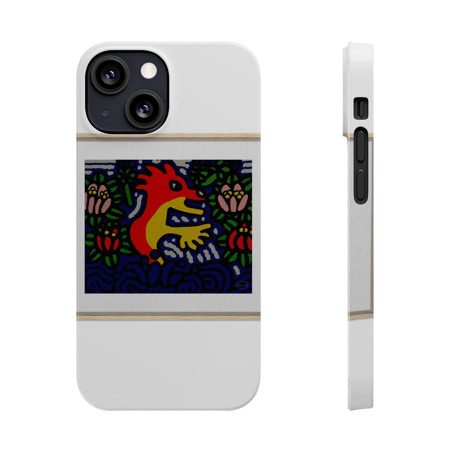 Breaking through the surface of a lotus pond Slim Phone Case