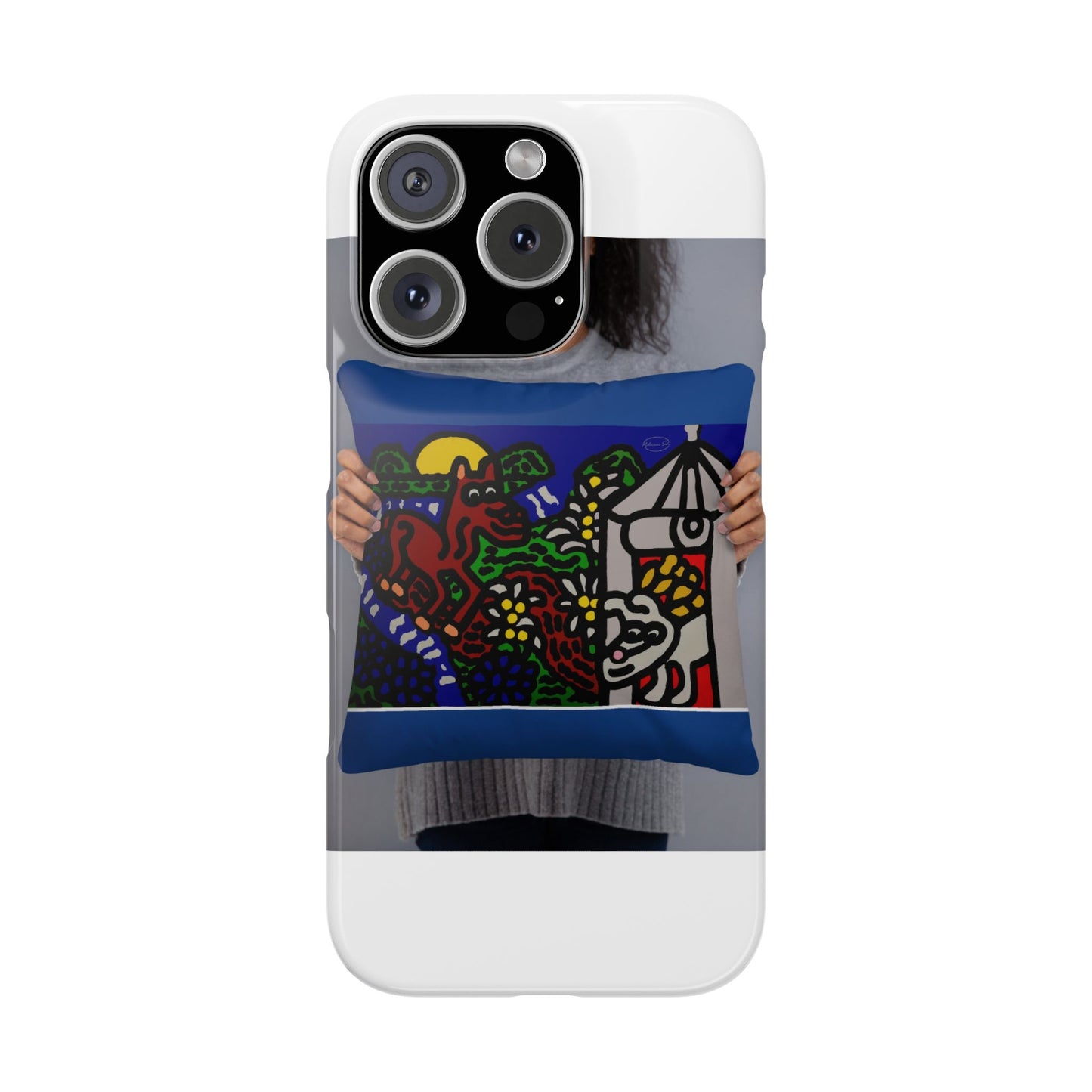 Bunny welcoming a friendly horse on his journey Slim Phone Case