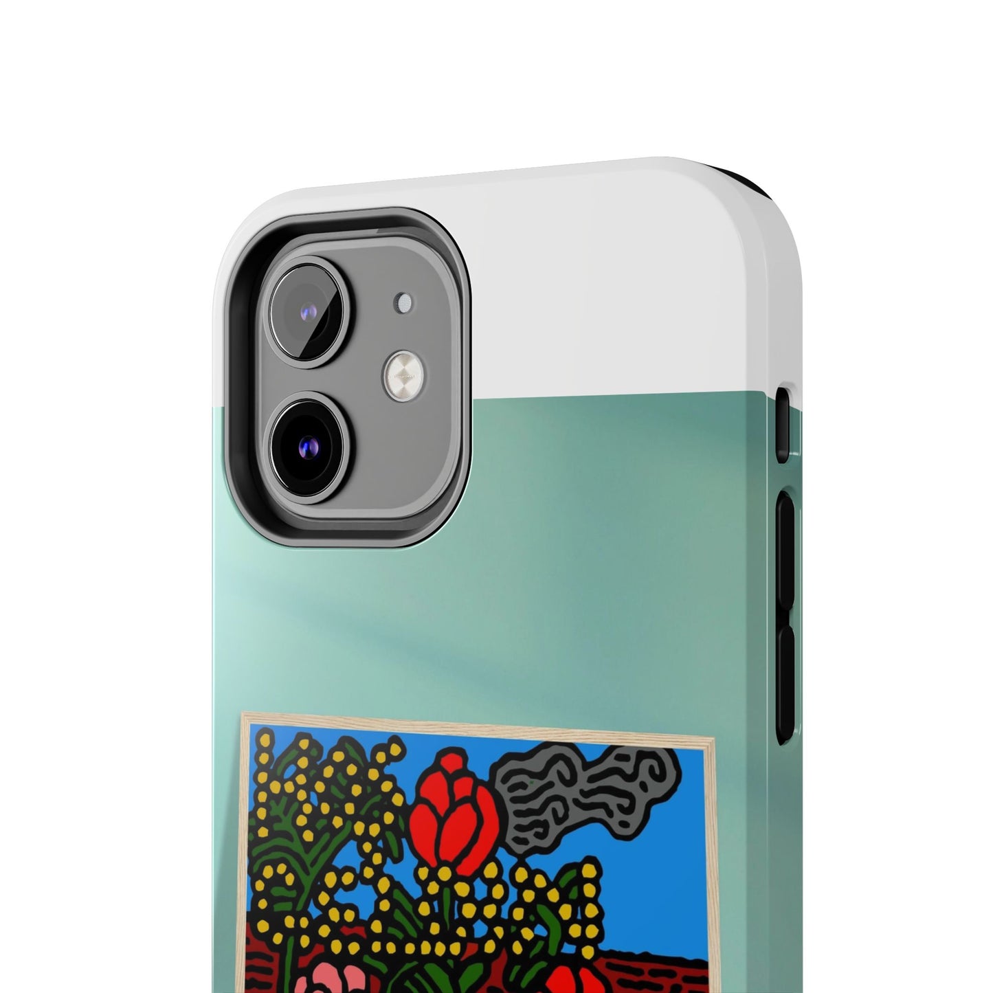 A field of tulips next to a wattle Tough Phone Case