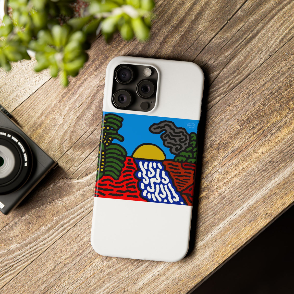 The river that joins the Australian wattle and Lebanese cedar tree in friendship Slim Phone Case