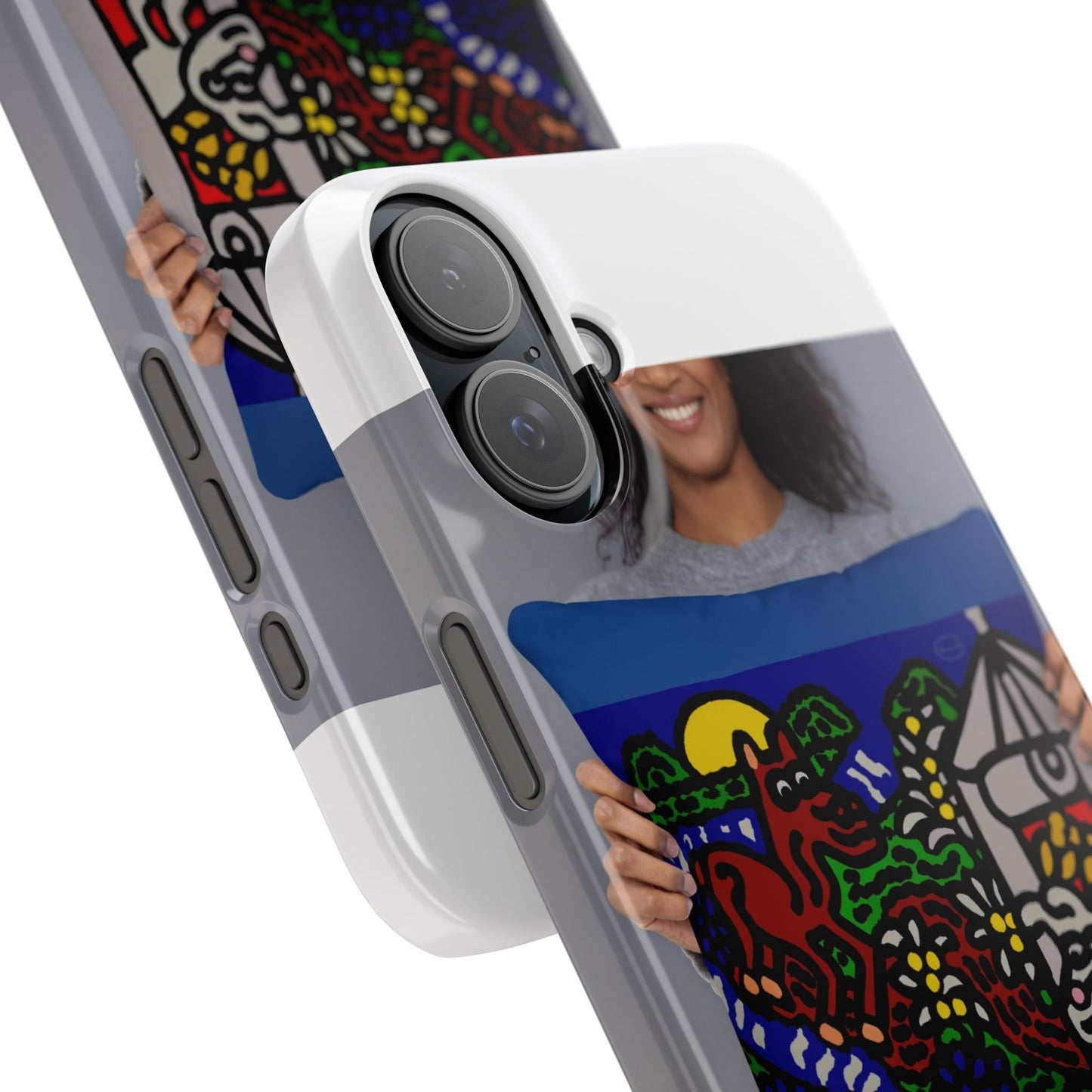 Bunny welcoming a friendly horse on his journey Slim Phone Case