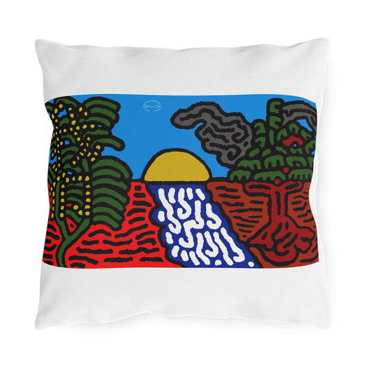The river that joins the Australian wattle — Outdoor Pillow