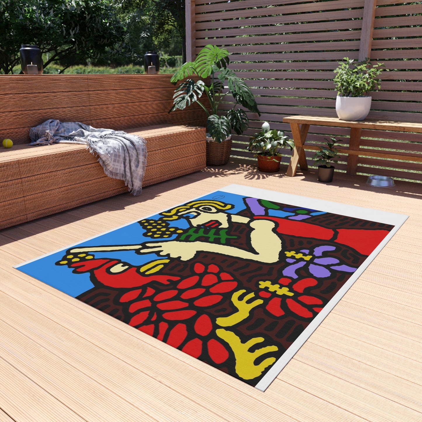 The hen gaining a blessing from a fairy — Outdoor Rug
