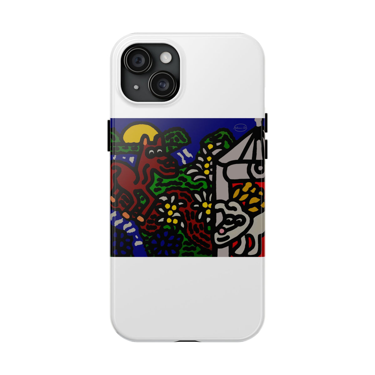 Bunny welcoming a friendly horse on his journey Tough Phone Case