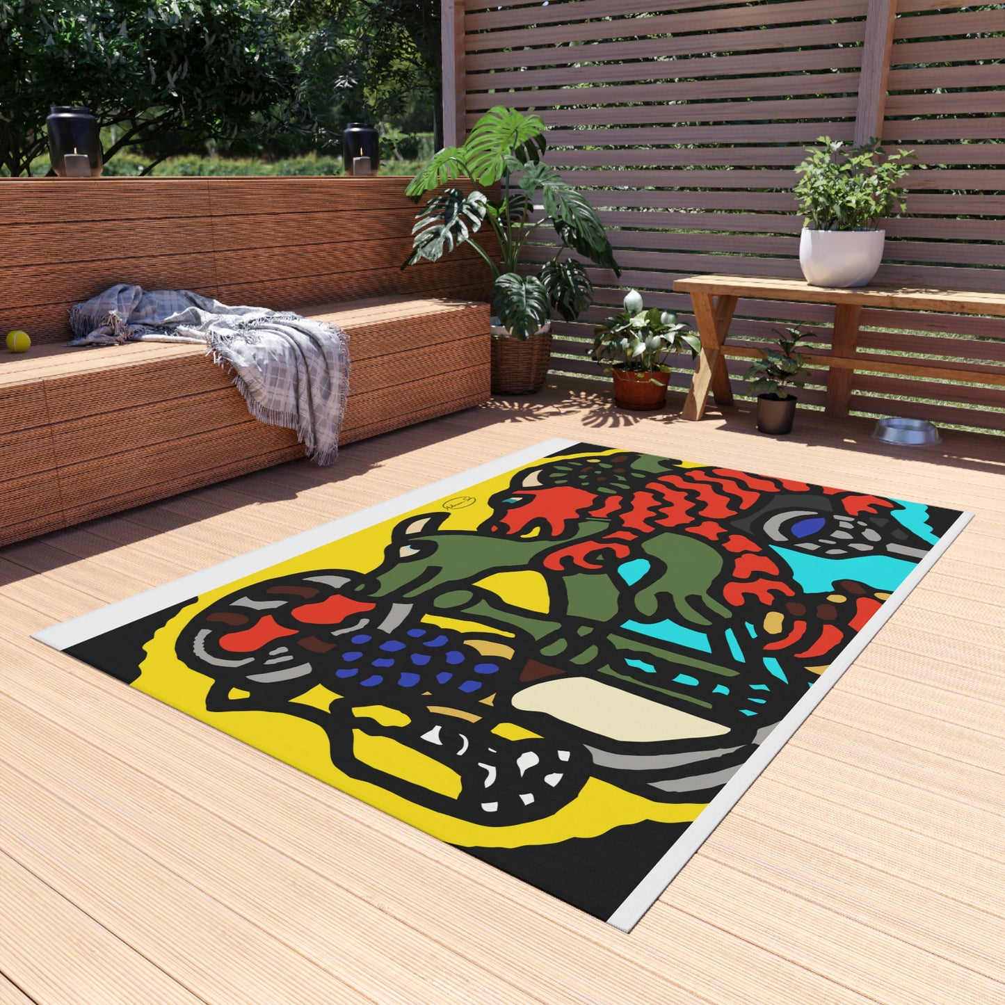Two dragons enjoying a feast together — Outdoor Rug