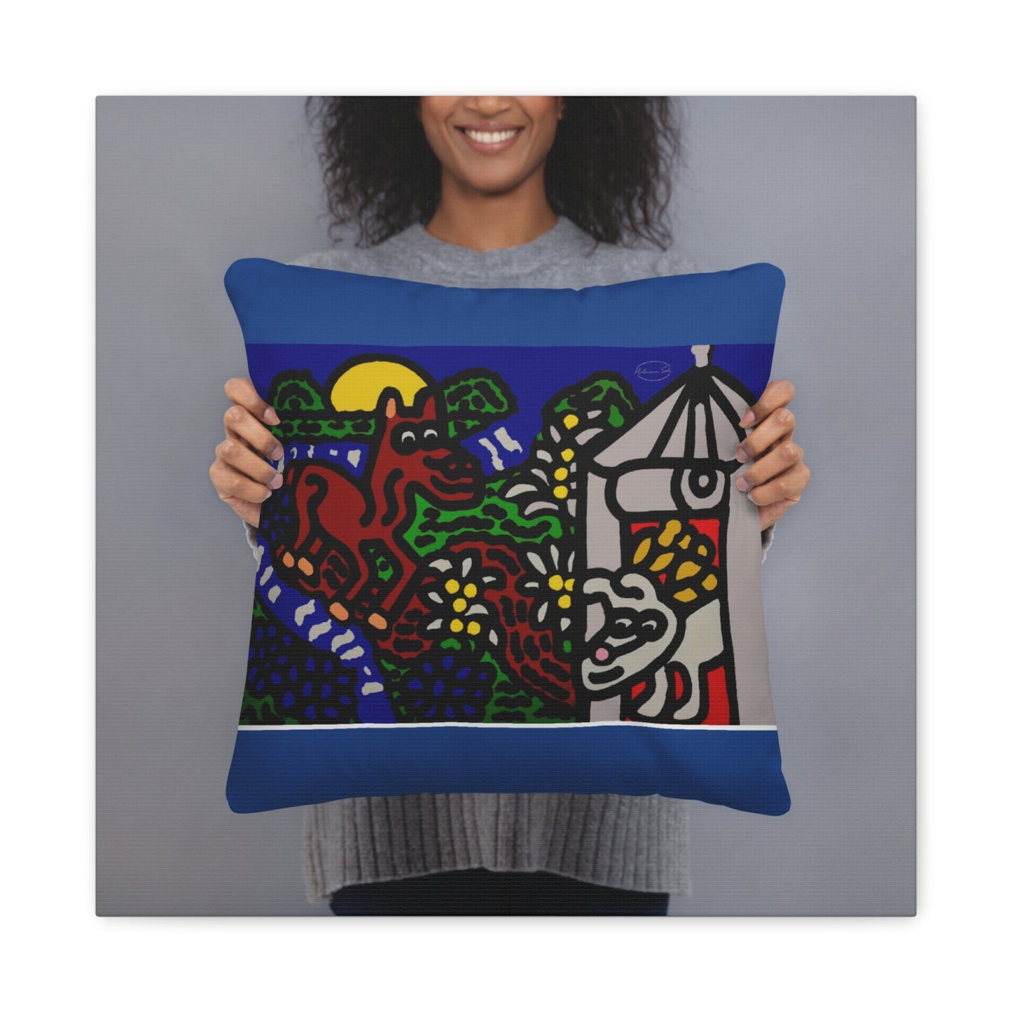 Bunny welcoming a friendly horse on his journey Canvas (Small)