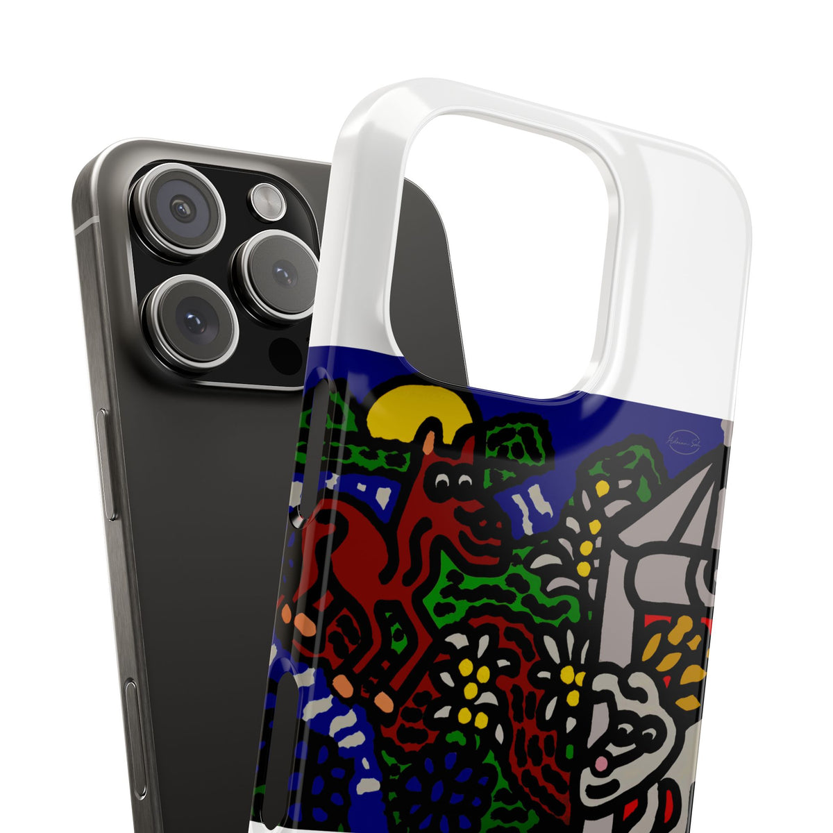 Bunny welcoming a friendly horse on his journey Slim Phone Case