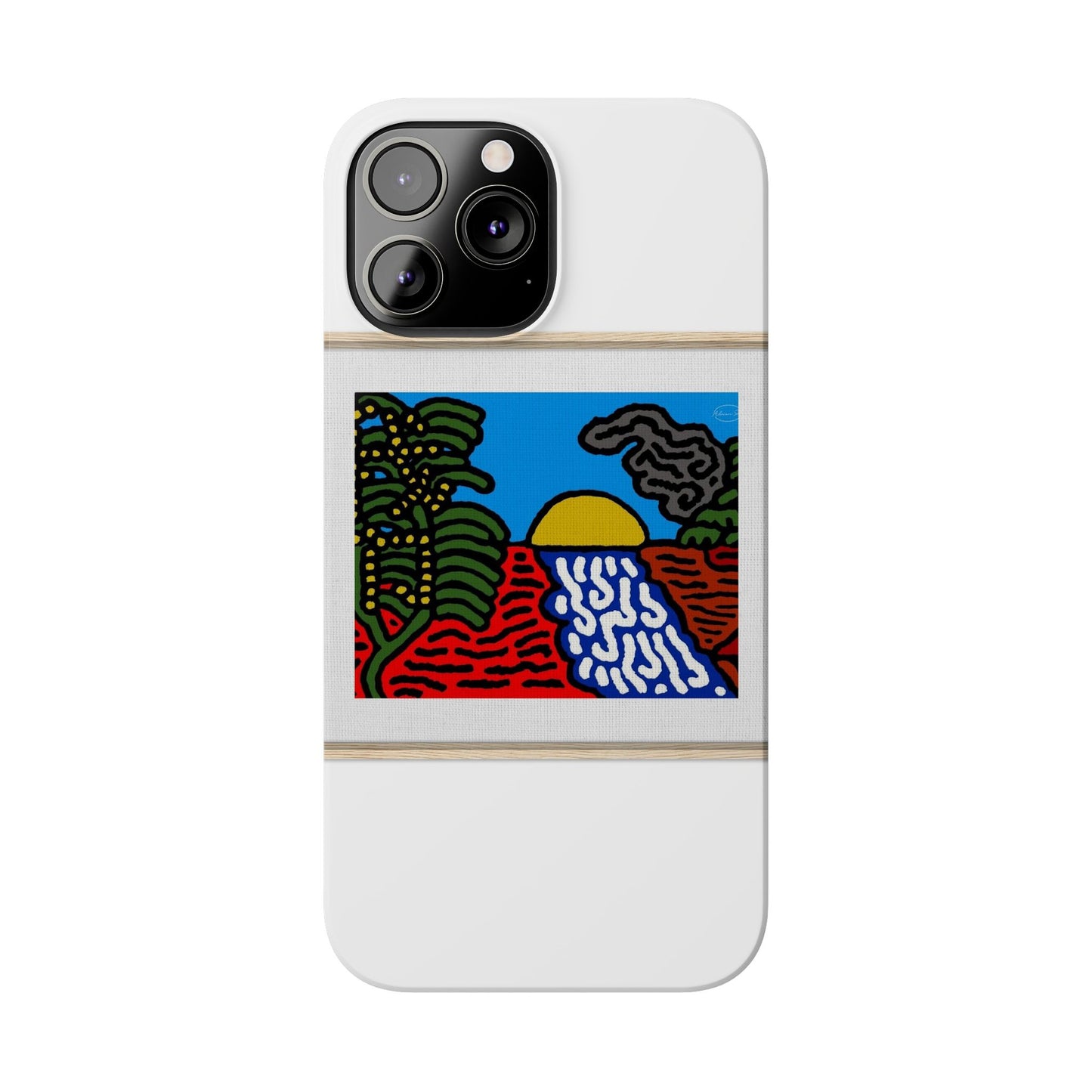 The river that joins the Australian wattle and Lebanese cedar tree in friendship Slim Phone Case