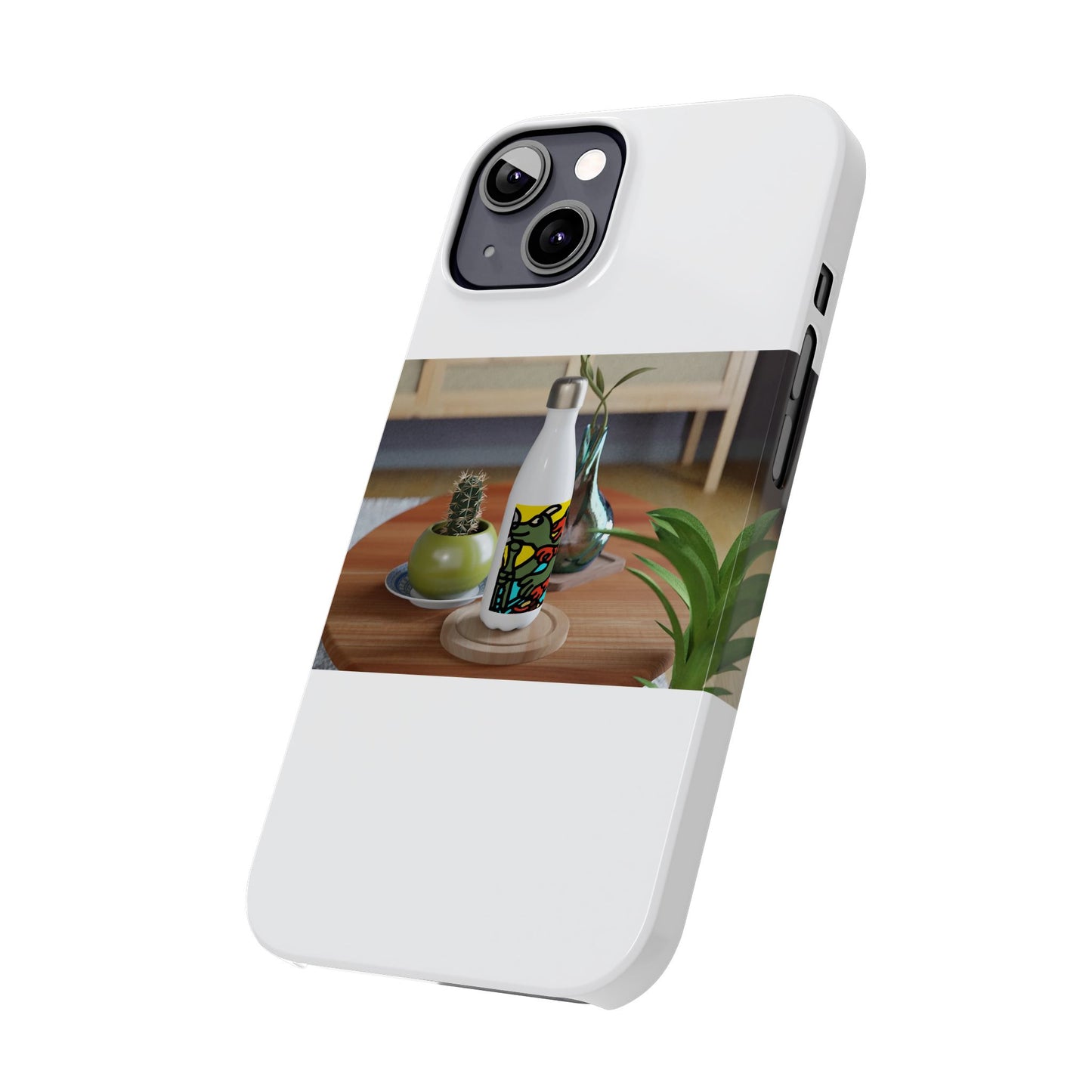 Two dragons enjoying a feast together Slim Phone Case