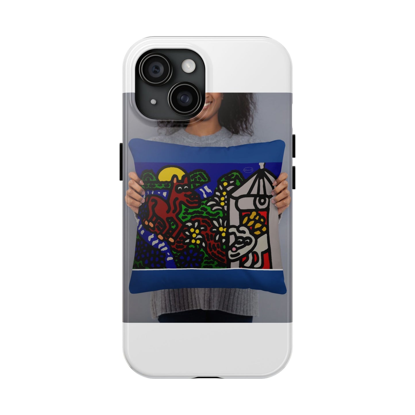Bunny welcoming a friendly horse on his journey Tough Phone Case