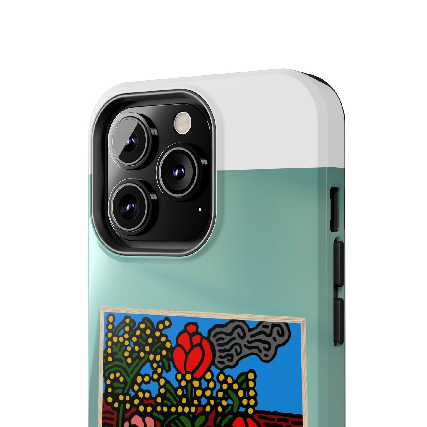A field of tulips next to a wattle Tough Phone Case