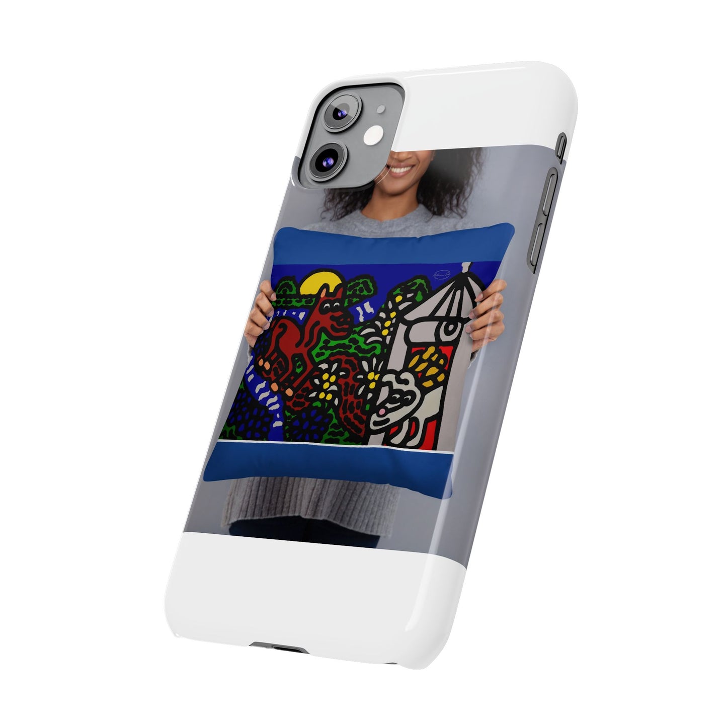 Bunny welcoming a friendly horse on his journey Slim Phone Case