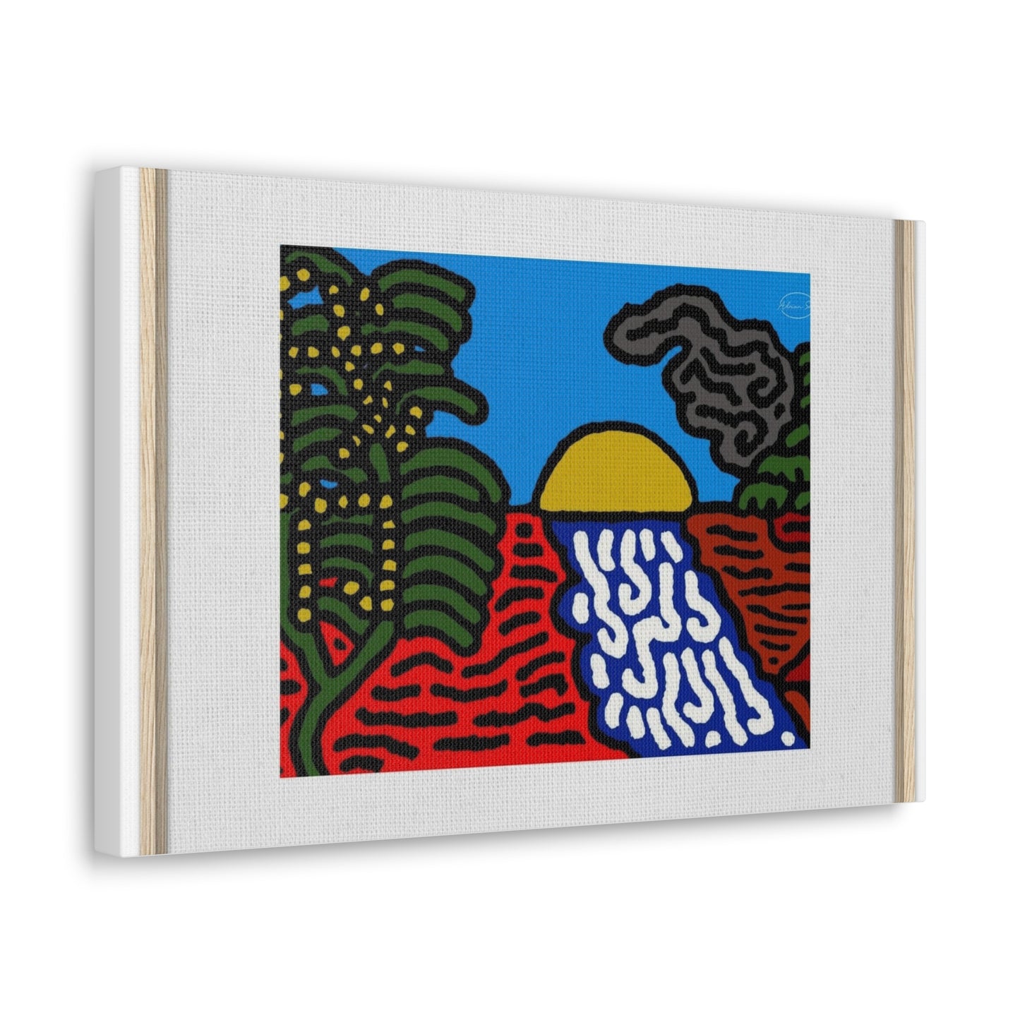 The river that joins the Australian wattle and Lebanese cedar tree in friendship Canvas (Small)