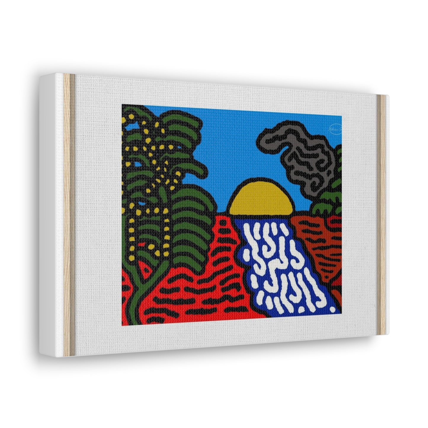 The river that joins the Australian wattle and Lebanese cedar tree in friendship Canvas (Small)