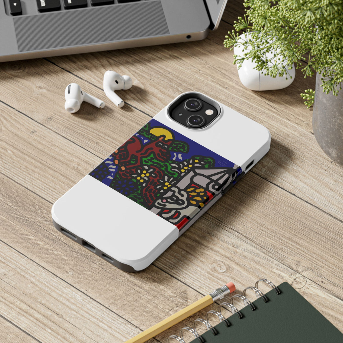 Bunny welcoming a friendly horse on his journey Tough Phone Case