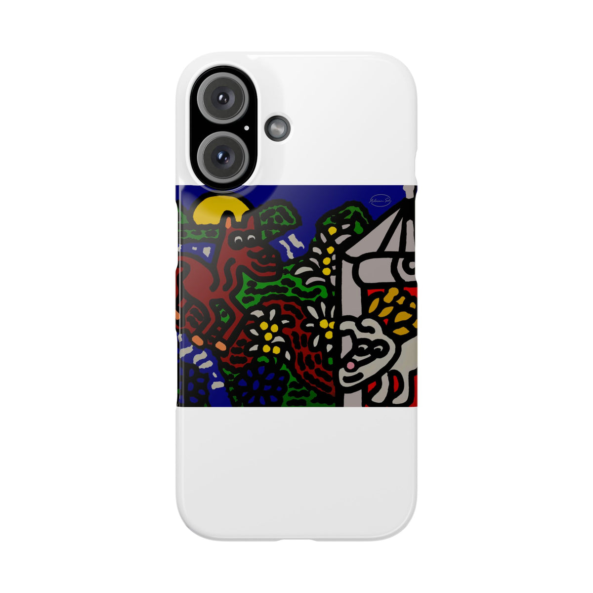 Bunny welcoming a friendly horse on his journey Slim Phone Case